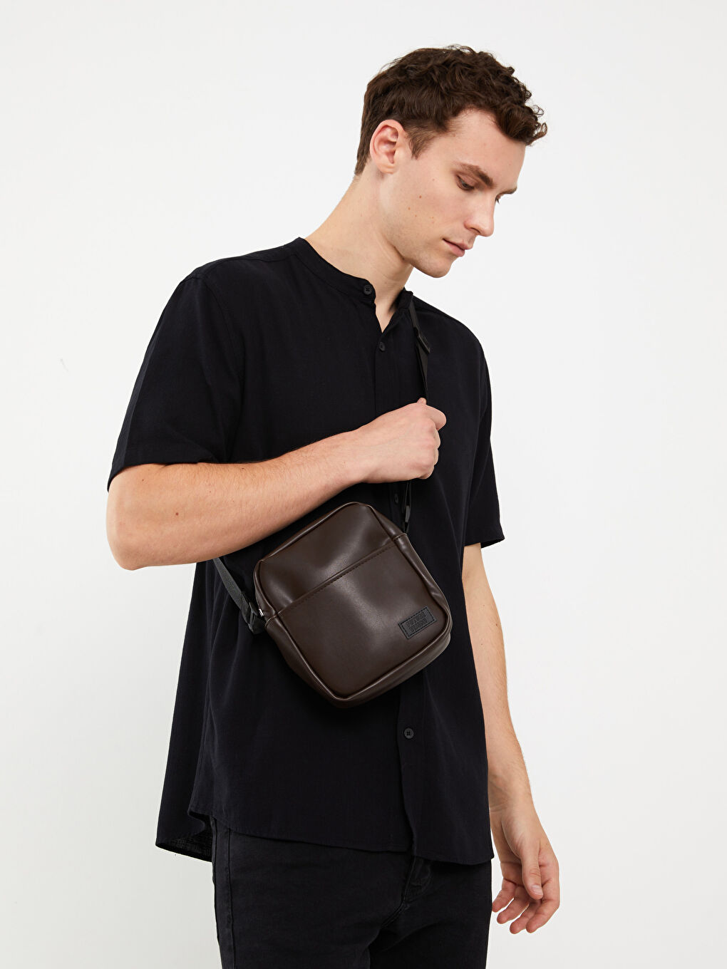 Leather Look Men's Crossbody Bag