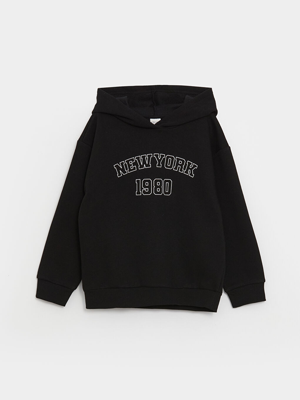 LCW Kids Yeni Siyah Baskılı Uzun Kollu Erkek Çocuk Hoodie