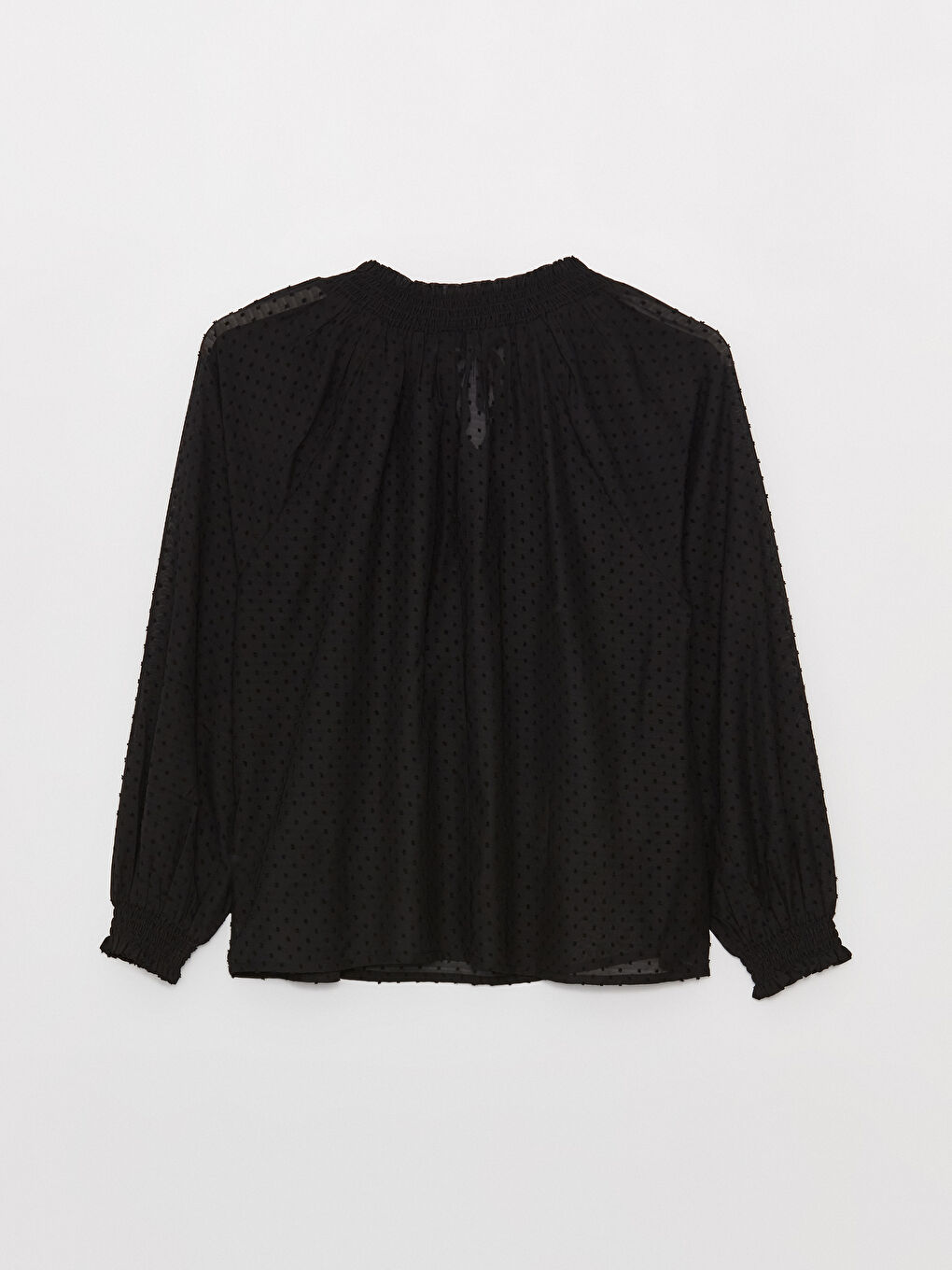 LC Waikiki Tie Neck Polka Dot Long-Sleeve Oversized Women's Blouse -W3FJ17Z8-CVL