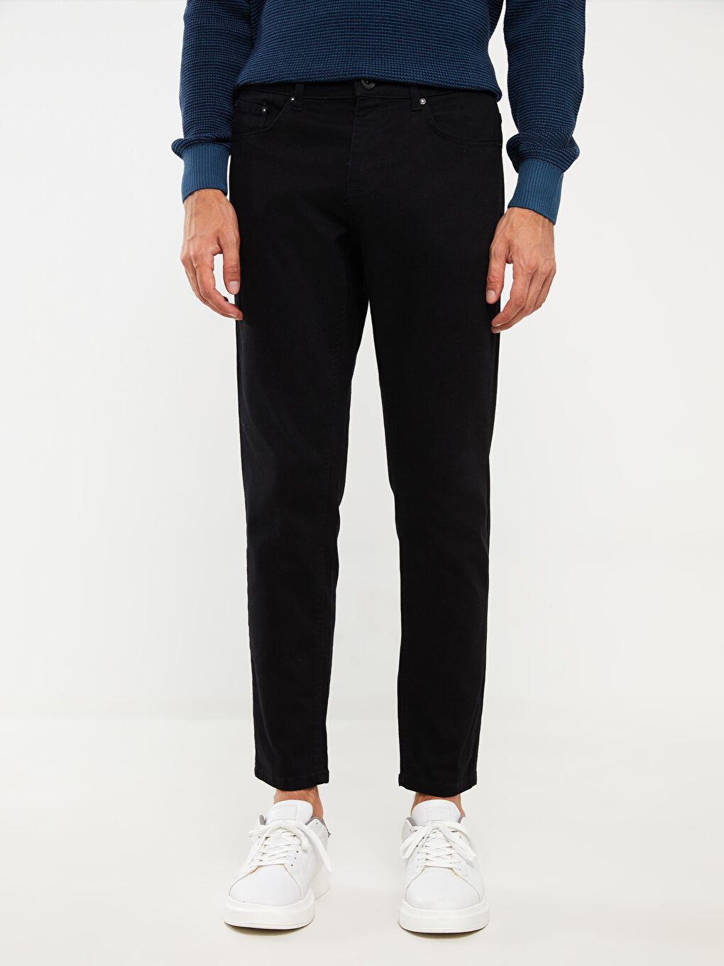 Siyah Dar Kalıp Erkek Chino Pantolon-6