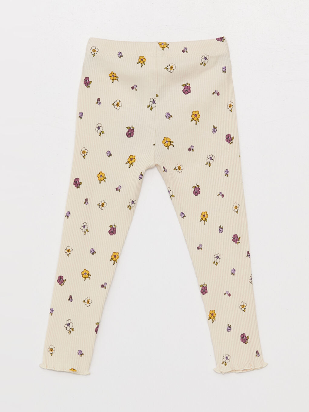 Ekru Beli Lastikli Baskılı Kız Bebek Tayt 2'li-2