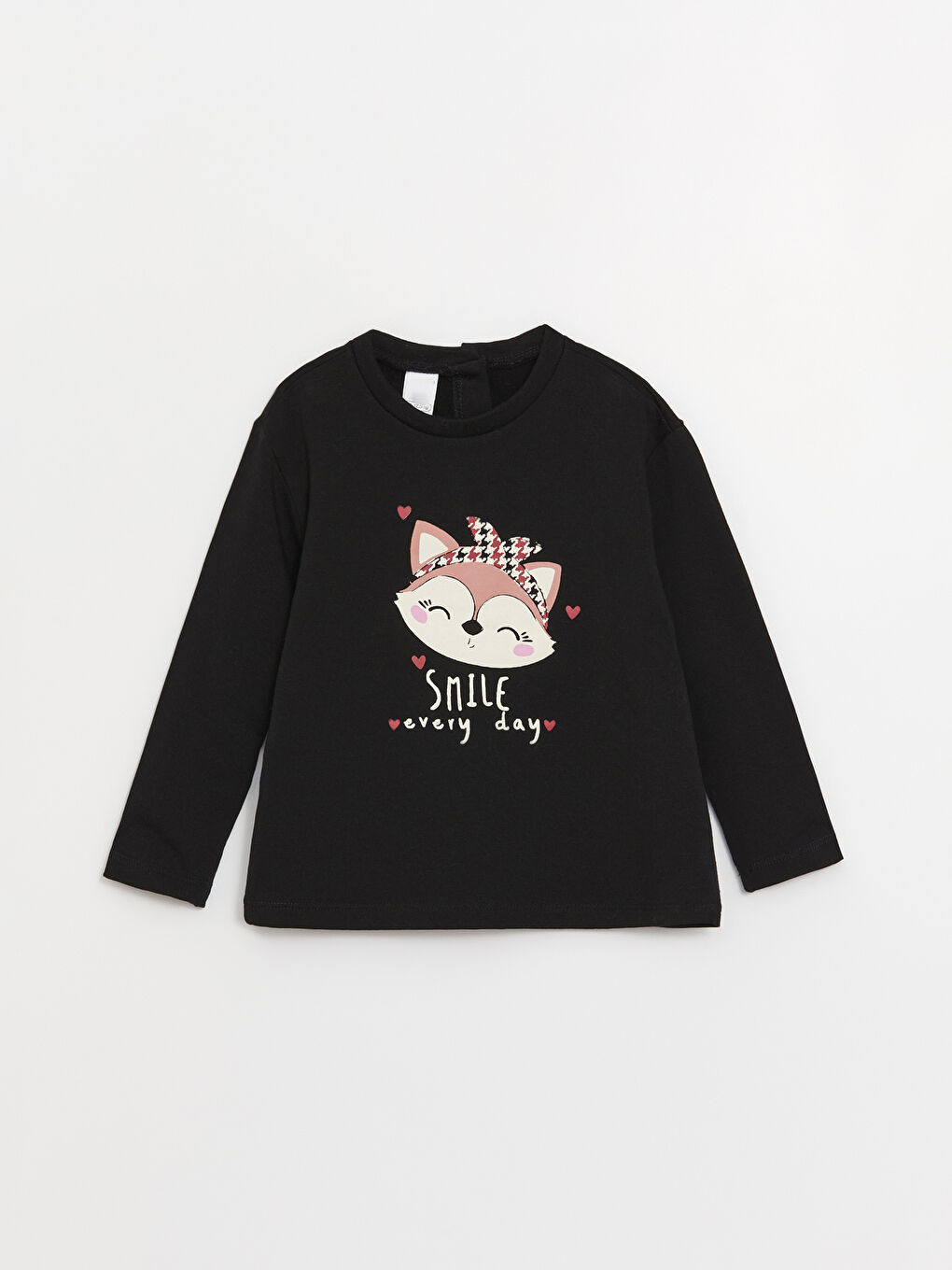 Siyah Bisiklet Yaka Uzun Kollu Kız Bebek Tişört 2'li-4