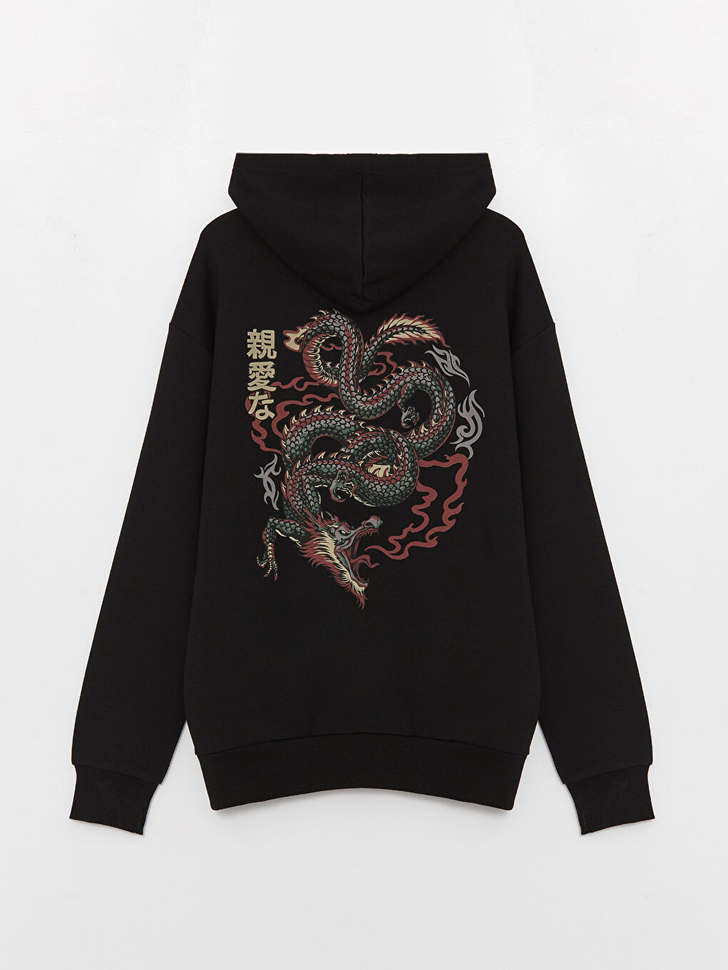 XSIDE Yeni Siyah Uzun Kollu Baskılı Erkek Hoodie - 6