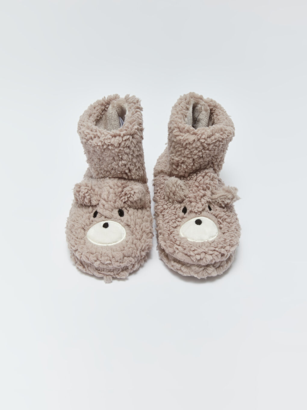 Gri 3D Detaylı Nakışlı Pelüş Kadın Ev Botu-4