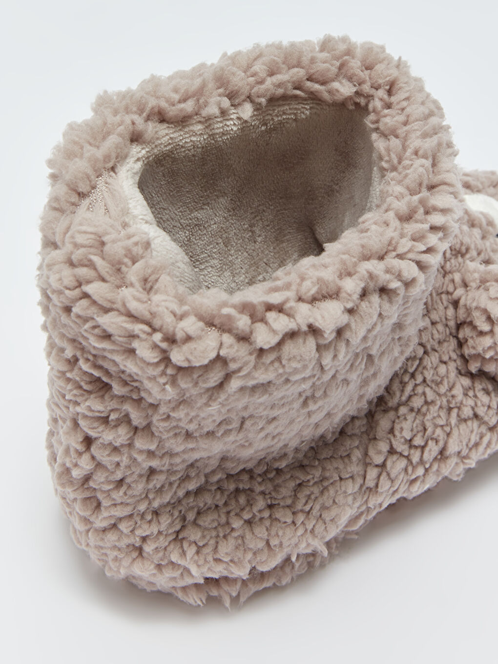 Gri 3D Detaylı Nakışlı Pelüş Kadın Ev Botu-8