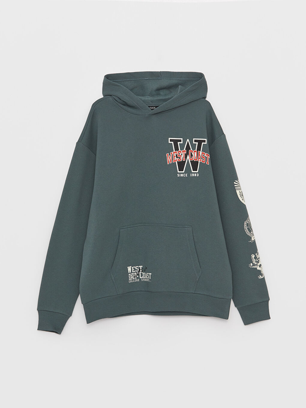 XSIDE Yeşil Uzun Kollu Baskılı Erkek Hoodie - 5