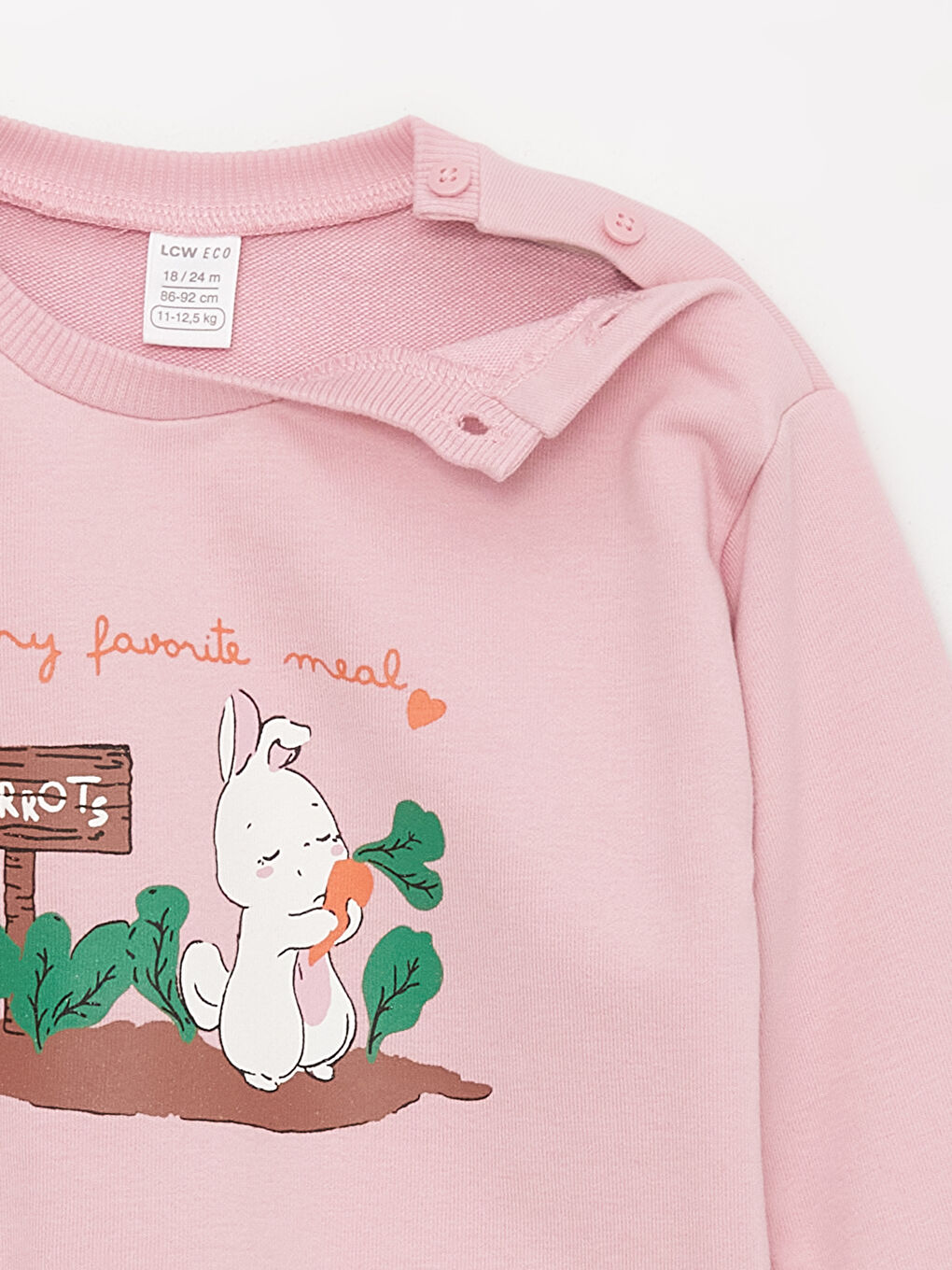 Pembe Bisiklet Yaka Uzun Kollu Kız Bebek Sweatshirt ve Eşofman Alt 2'li Takım-2