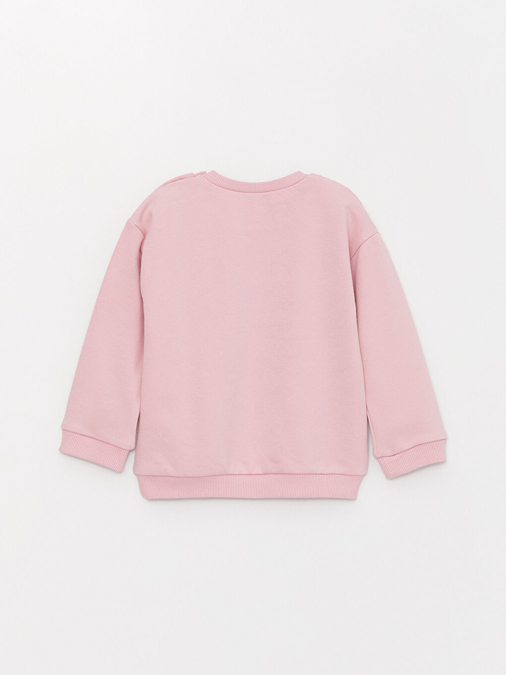 Pembe Bisiklet Yaka Uzun Kollu Kız Bebek Sweatshirt ve Eşofman Alt 2'li Takım-3