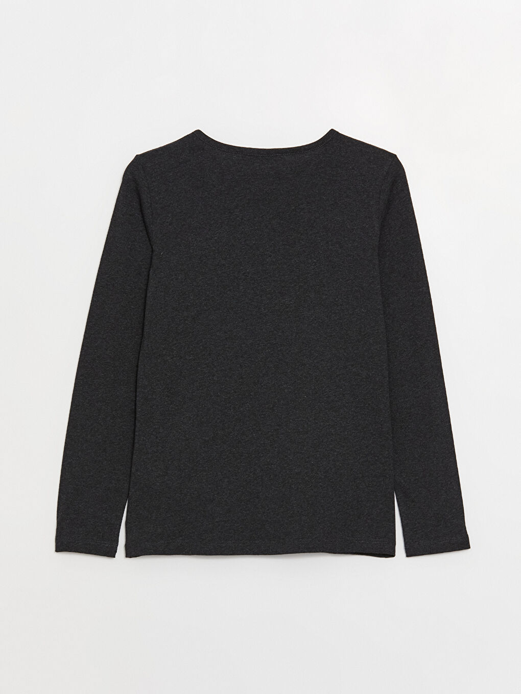 Antrasit Bisiklet Yaka Düz Uzun Kollu Kadın Tişört-6