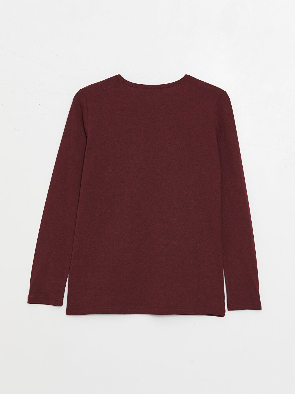 Mürdüm Bisiklet Yaka Düz Uzun Kollu Kadın Tişört-6