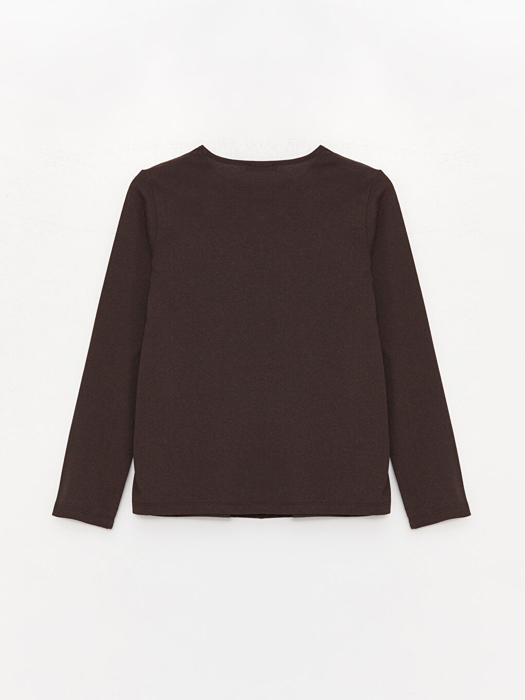 Kahverengi Bisiklet Yaka Düz Uzun Kollu Kadın Tişört-6