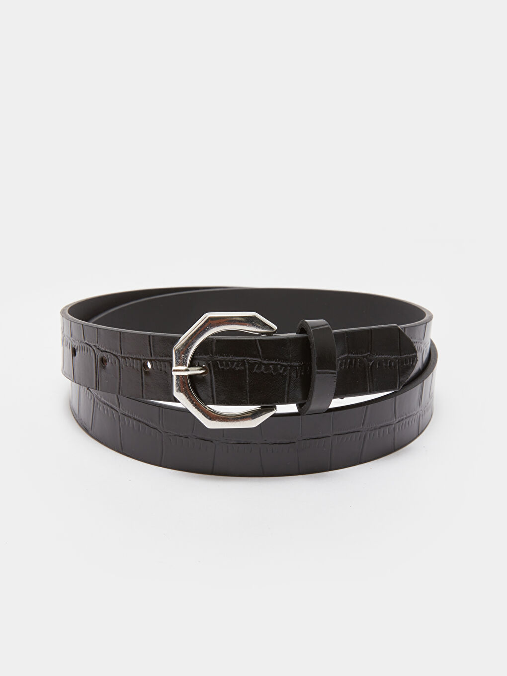 Siyah Deri Görünümlü Kadın Kemer