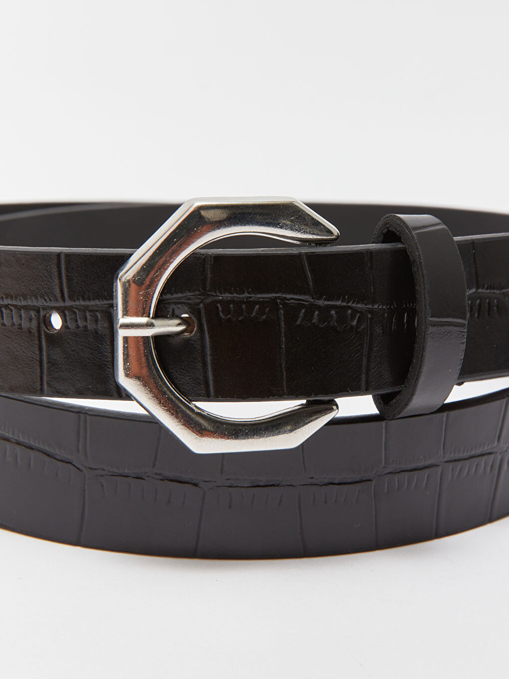 Siyah Deri Görünümlü Kadın Kemer-3