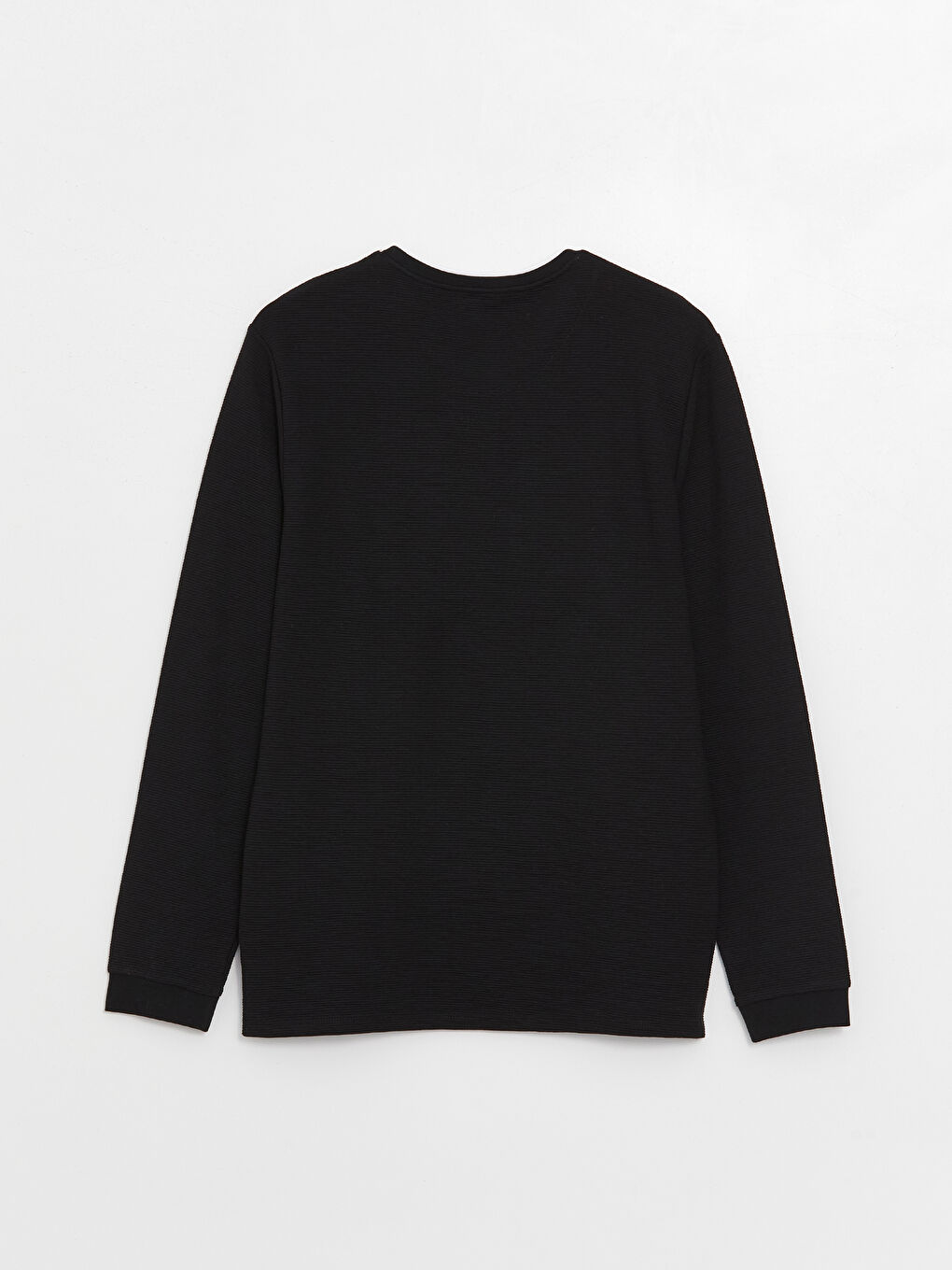 Siyah Bisiklet Yaka Uzun Kollu Erkek Tişört-6