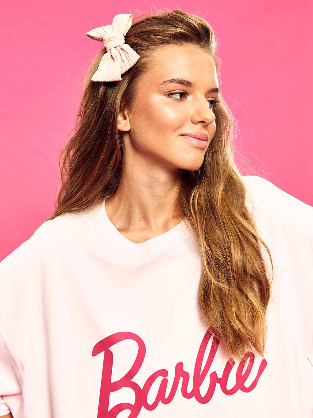 Halat de Noapte Supradimensionat pentru Femei cu Imprimeu Barbie