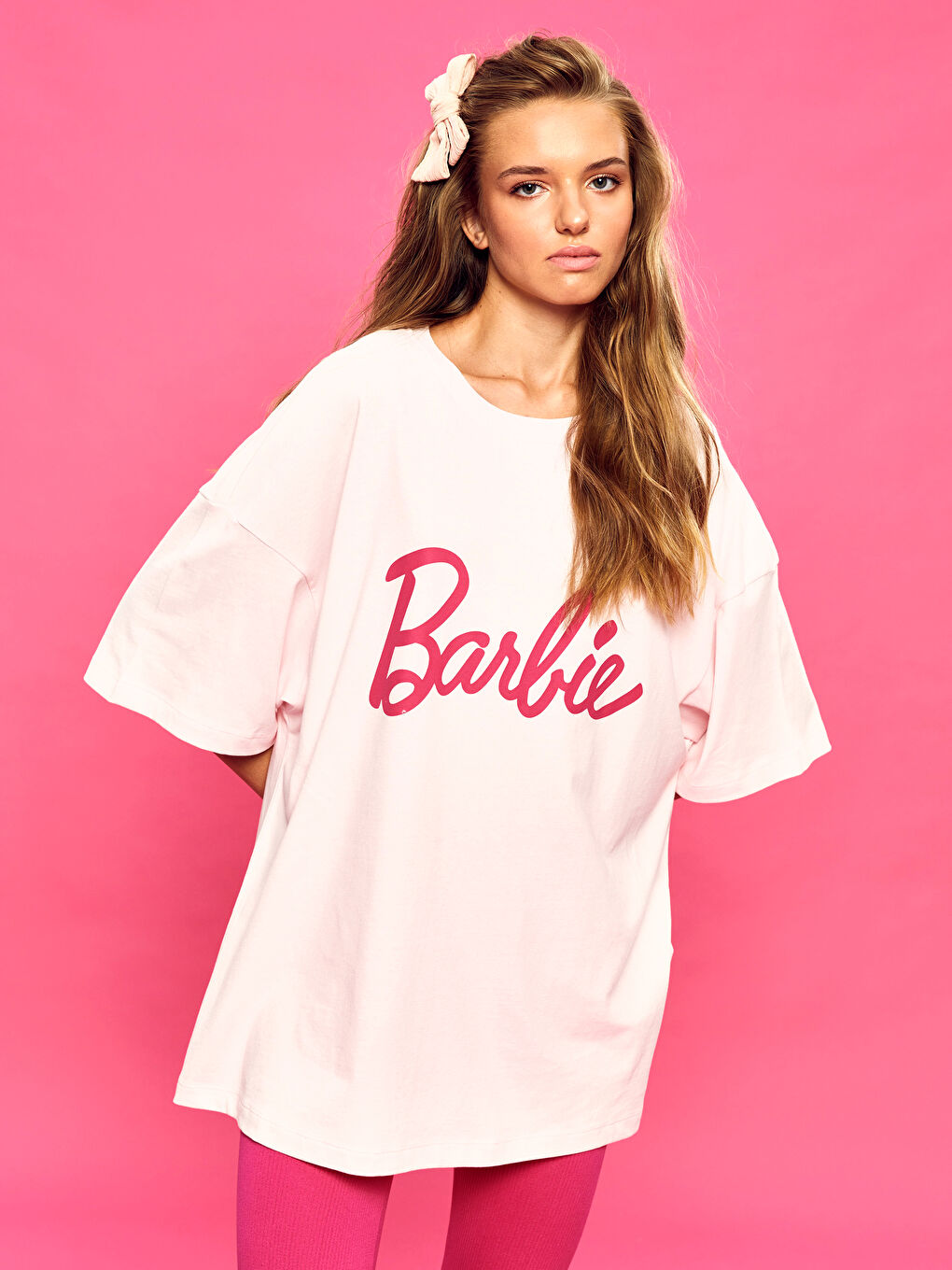 Halat de Noapte Supradimensionat pentru Femei cu Imprimeu Barbie-1