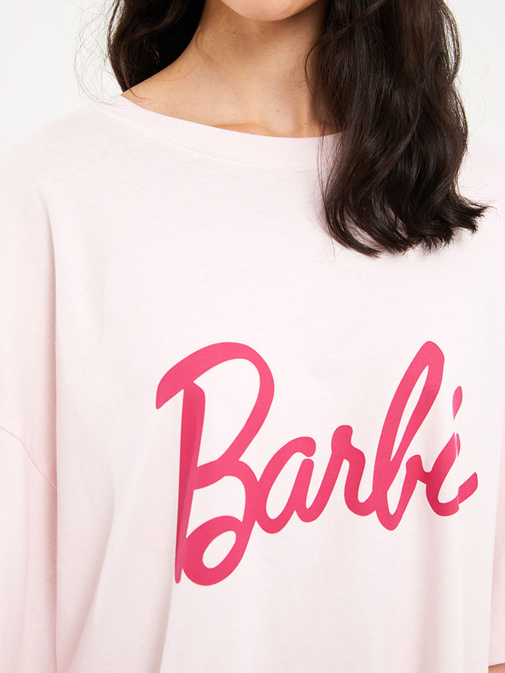 Halat de Noapte Supradimensionat pentru Femei cu Imprimeu Barbie-5