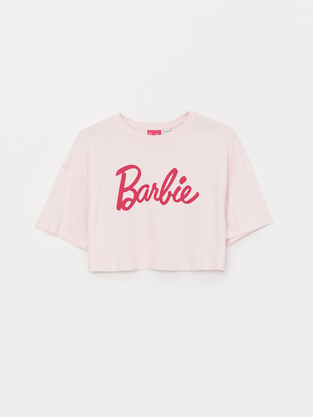 Pembe Bisiklet Yaka Barbie Baskılı Kadın Crop-8