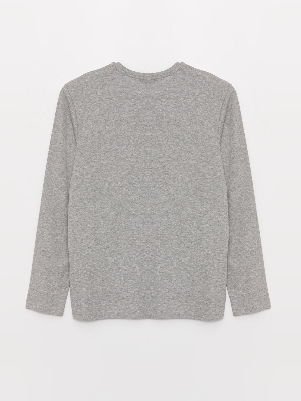 Gri Bisiklet Yaka Uzun Kollu Erkek Pijama Üst-6