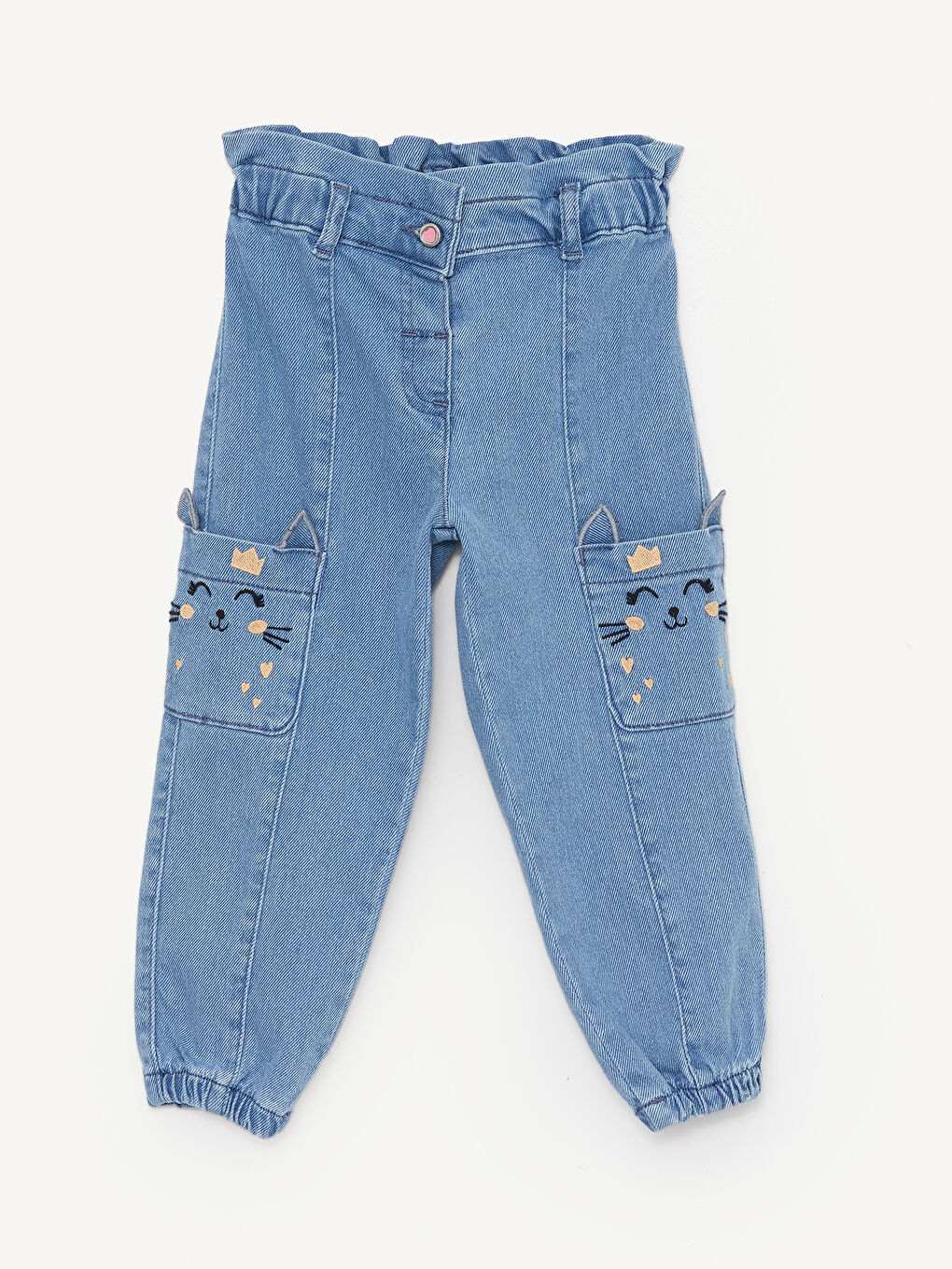 İndigo Nakış Detaylı Kız Bebek Jean Pantolon