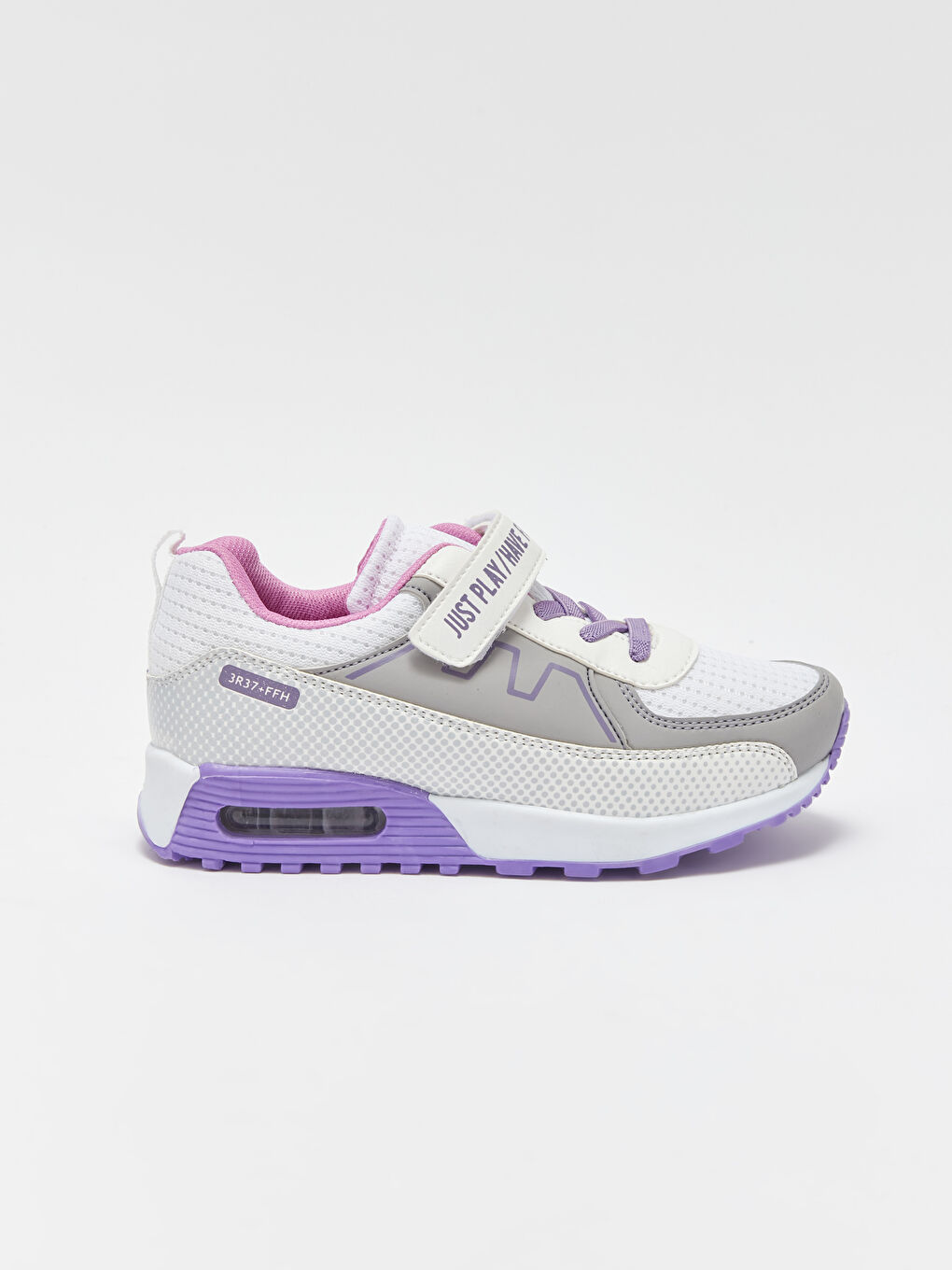 Beyaz Cırt Cırtlı Renk Bloklu Kız Çocuk Spor Ayakkabı-1