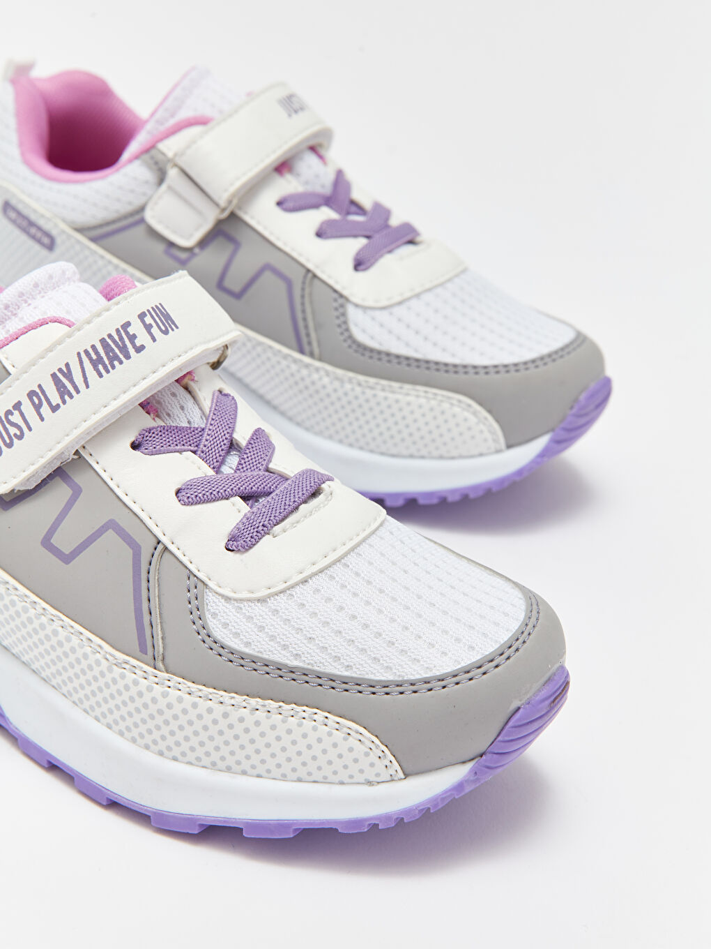 Beyaz Cırt Cırtlı Renk Bloklu Kız Çocuk Spor Ayakkabı-2