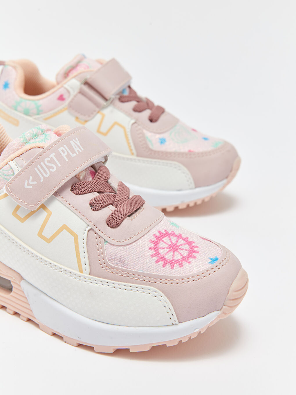 Pembe Cırt Cırtlı Renk Bloklu Kız Çocuk Spor Ayakkabı-2