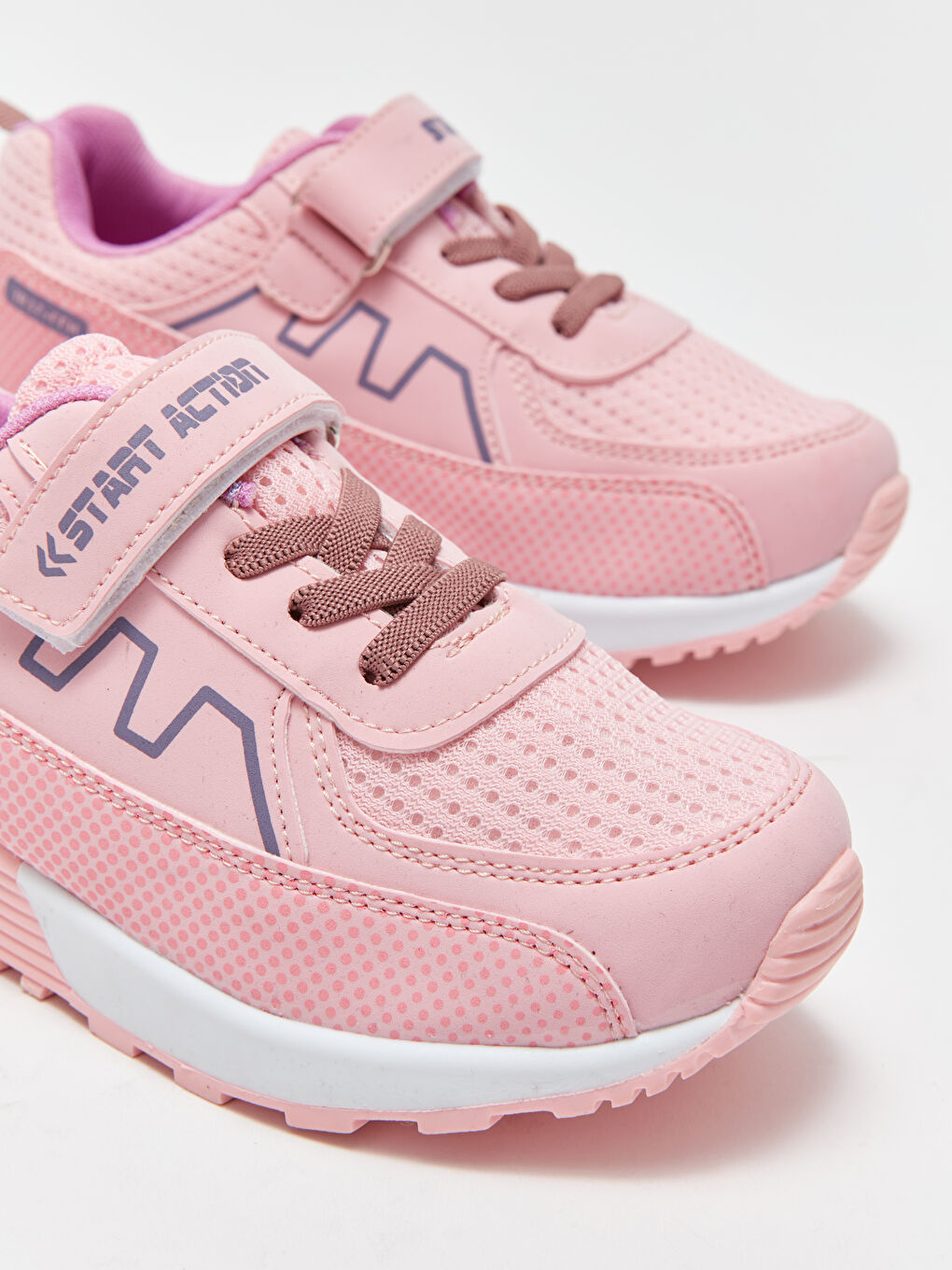 Pembe Cırt Cırtlı Renk Bloklu Kız Çocuk Spor Ayakkabı-2