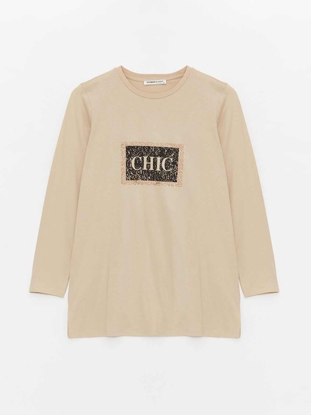 Crew Neck Printed Long Sleeve Women's Tunic-5