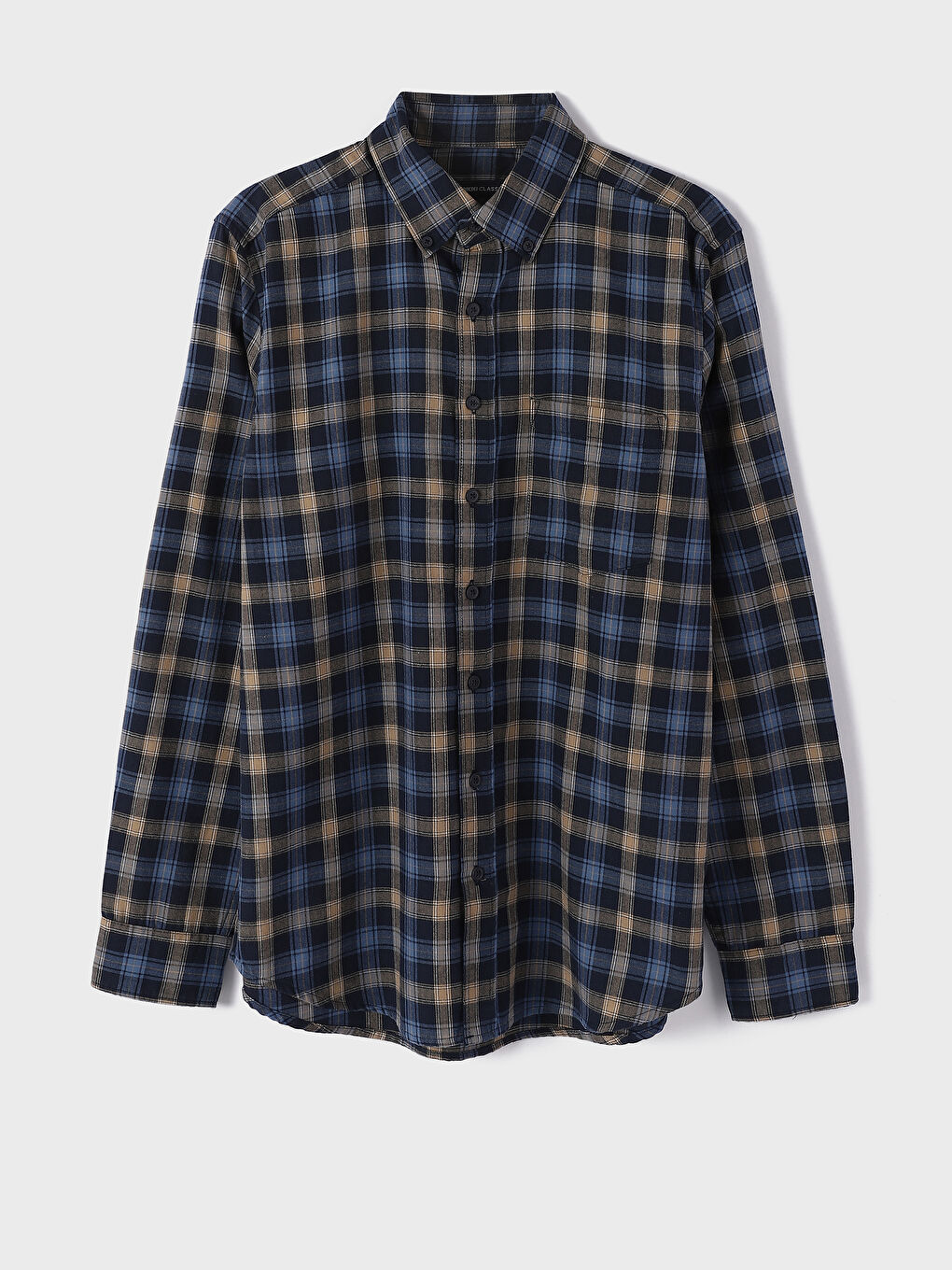 Regular Fit Long Sleeve Plaid Men's Flannel Shirt-1