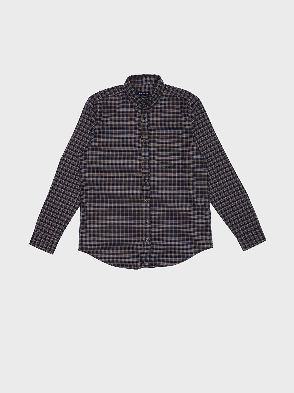 قميص كاروهات كم طويل عادي للرجال