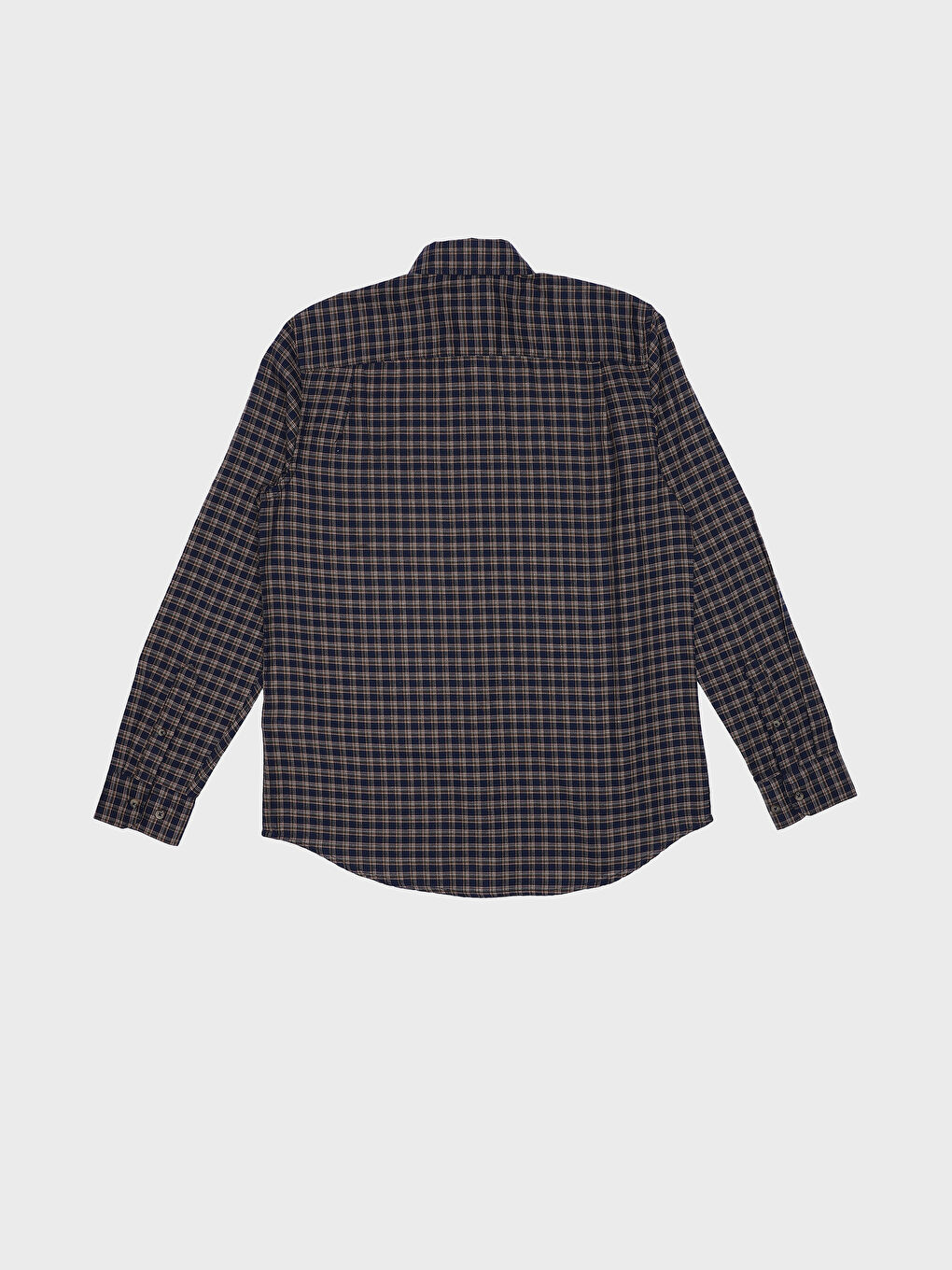 قميص كاروهات كم طويل عادي للرجال-1