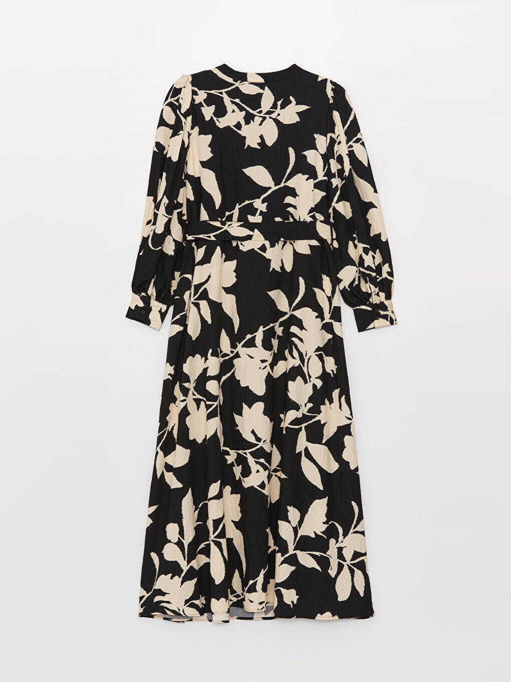 فستان نسائي بأكمام طويلة وياقة الجد مطبوع-6