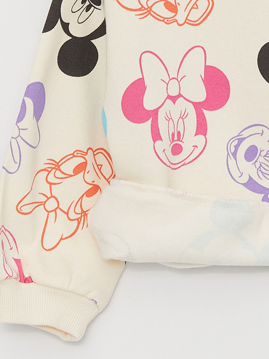 Ekru Bisiklet Yaka Disney Baskılı Kız Bebek Sweatshirt-1