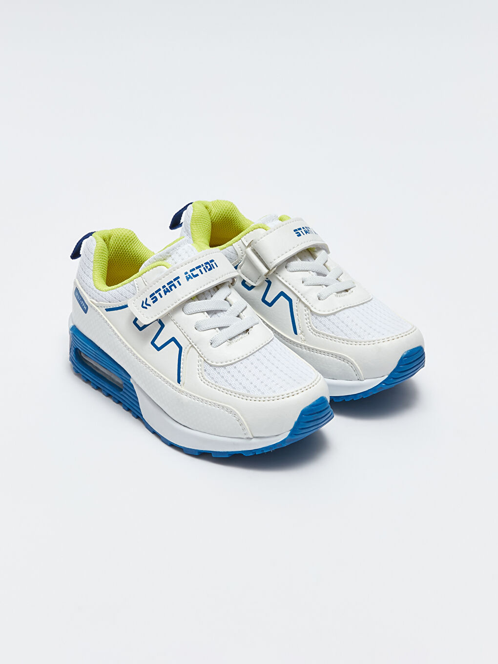 Beyaz Bağcıklı Cırt Cırtlı Erkek Çocuk Spor Ayakkabı