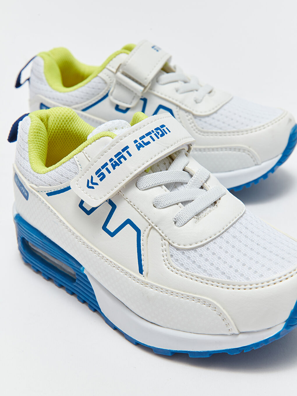 Beyaz Bağcıklı Cırt Cırtlı Erkek Çocuk Spor Ayakkabı-4