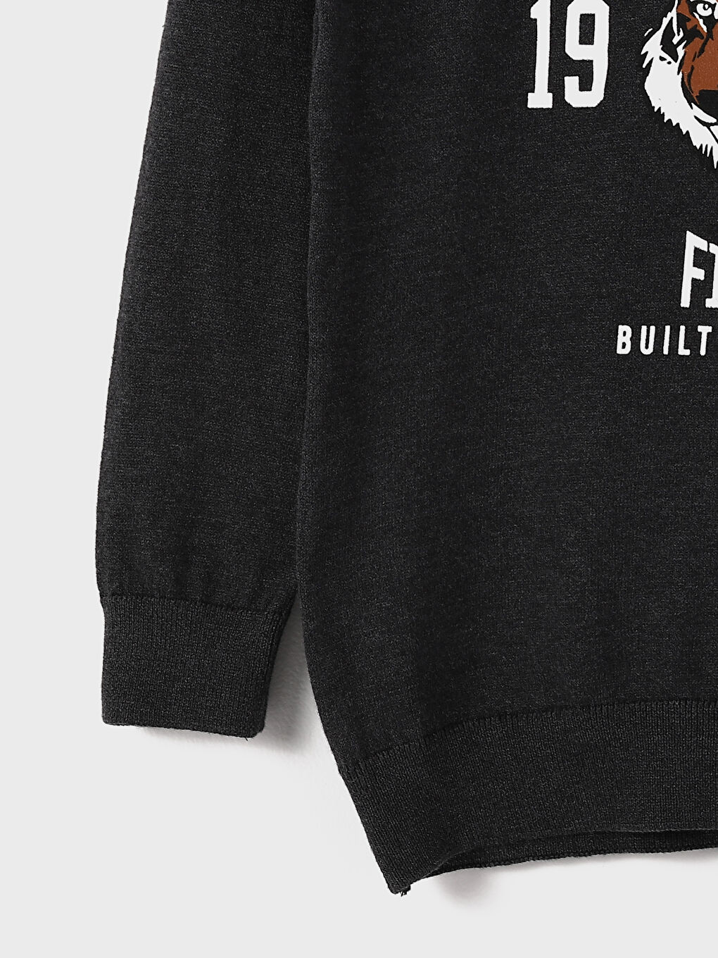 Crew Neck Printed Long Sleeve Boys' Knitwear Sweater-2