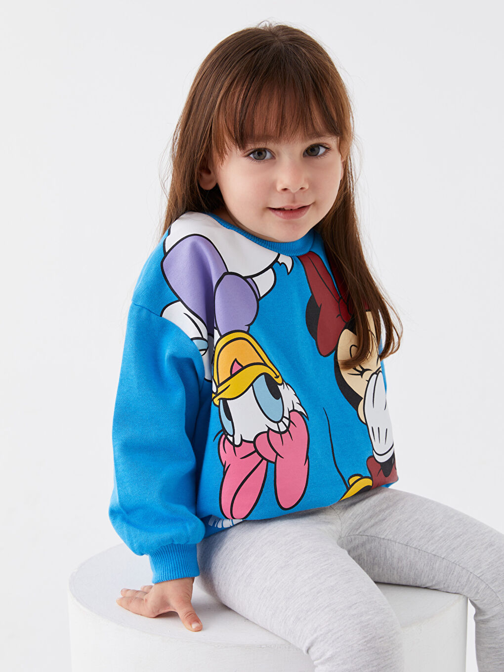 LCW baby Mavi Bisiklet Yaka Minnie Mouse Baskılı Kız Bebek Sweatshirt - 1