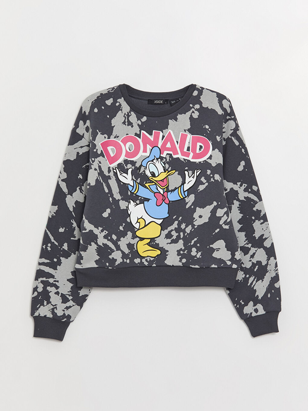 XSIDE Antrasit Bisiklet Yaka Donald Duck Baskılı Uzun Kollu Kadın Sweatshirt - 5