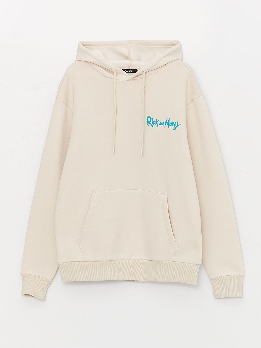 Bej Uzun Kollu Rick and Morty Baskılı Erkek Hoodie-4