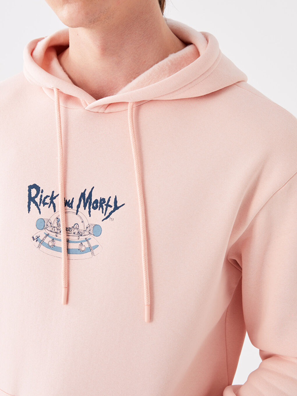 XSIDE Pembe Uzun Kollu Rick and Morty Baskılı Erkek Hoodie - 3