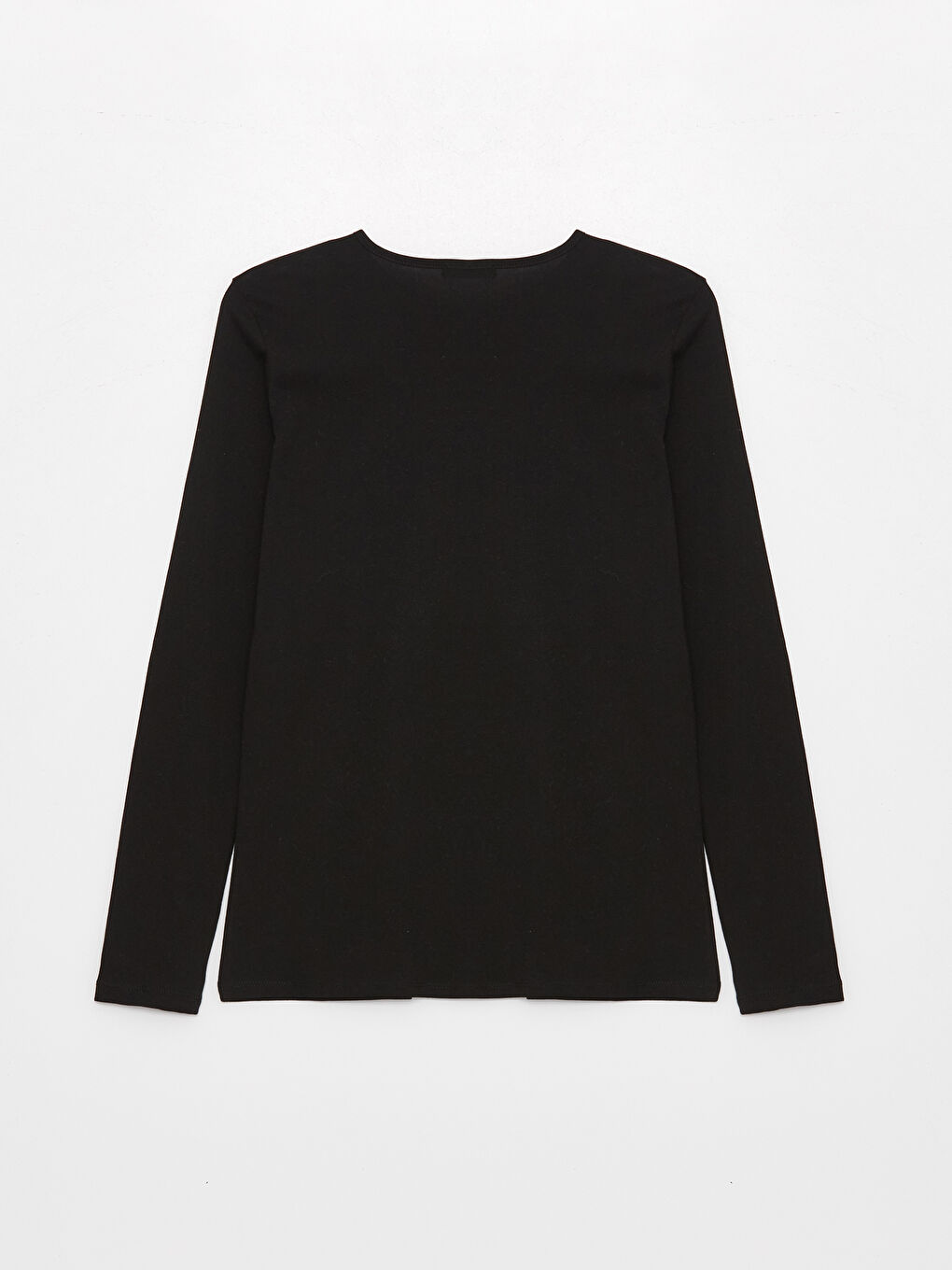 Siyah Bisiklet Yaka Baskılı Uzun Kollu Kadın Tişört-6