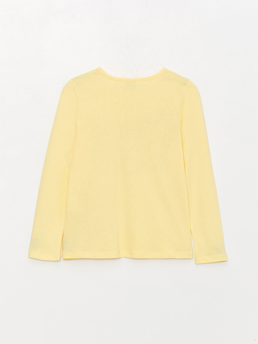 Sarı Bisiklet Yaka Baskılı Uzun Kollu Kız Çocuk Tişört-1