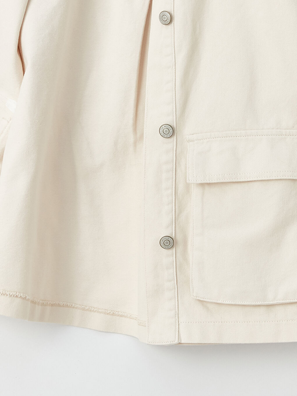 Bej Gömlek Yaka Düz Uzun Kollu Kadın Ceket-6