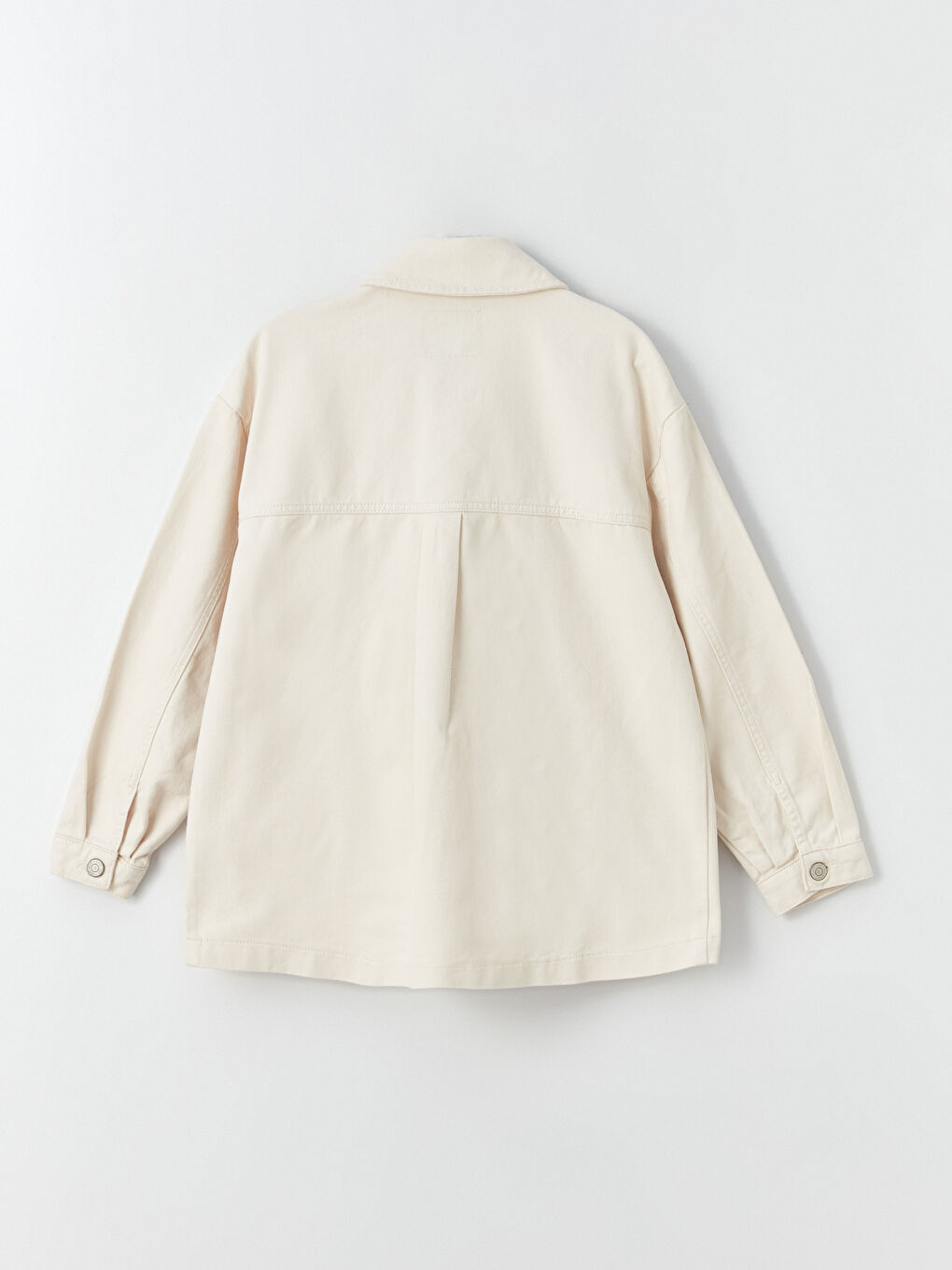 Bej Gömlek Yaka Düz Uzun Kollu Kadın Ceket-7