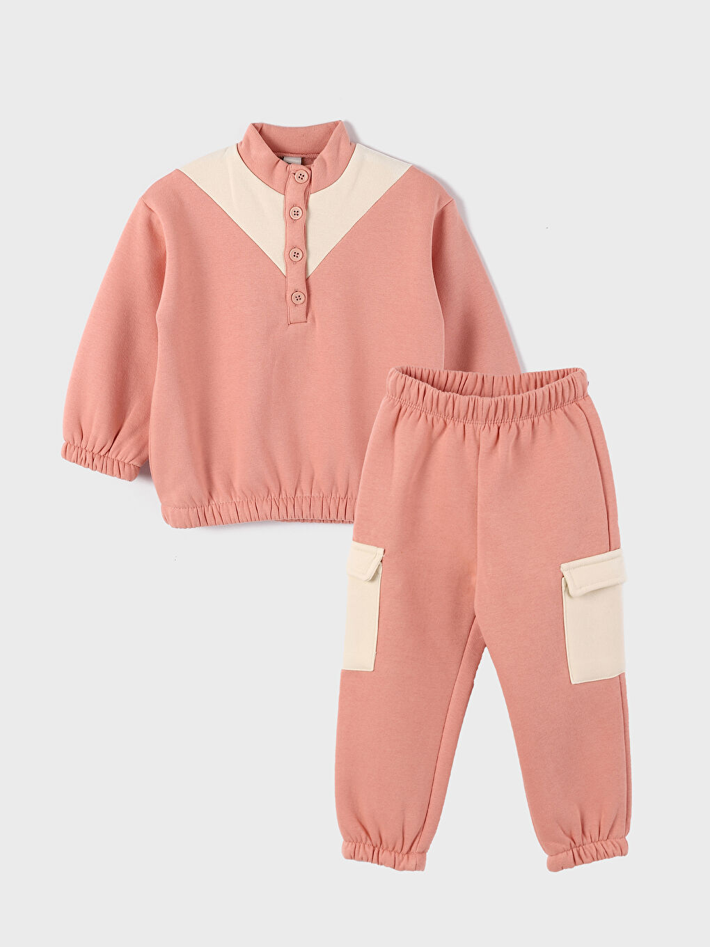 Turtleneck Long Sleeve Baby Girl Sweatshirt and Pants 2-Piece Set