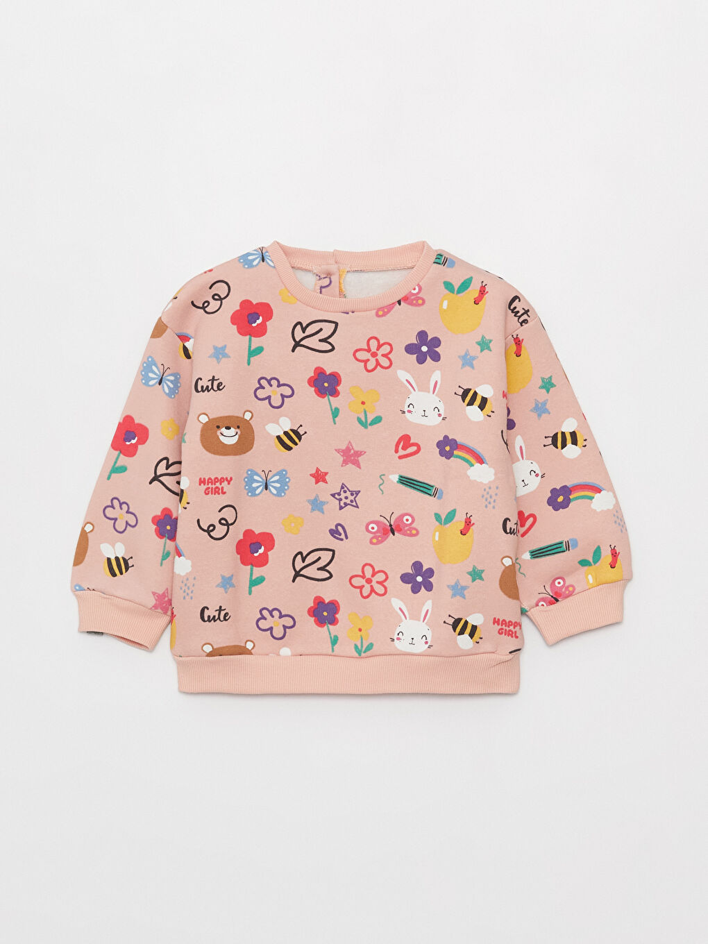 Свитшот с круглым вырезом, длинным рукавом и принтом для малышек девочек