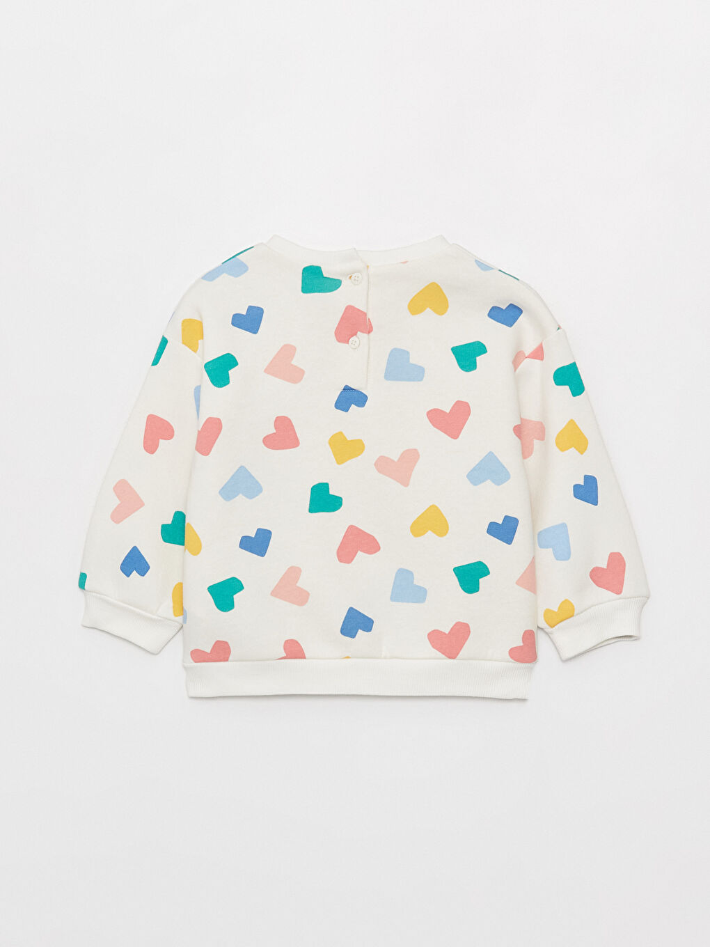Ekru Bisiklet Yaka Uzun Kollu Baskılı Kız Bebek Sweatshirt-2