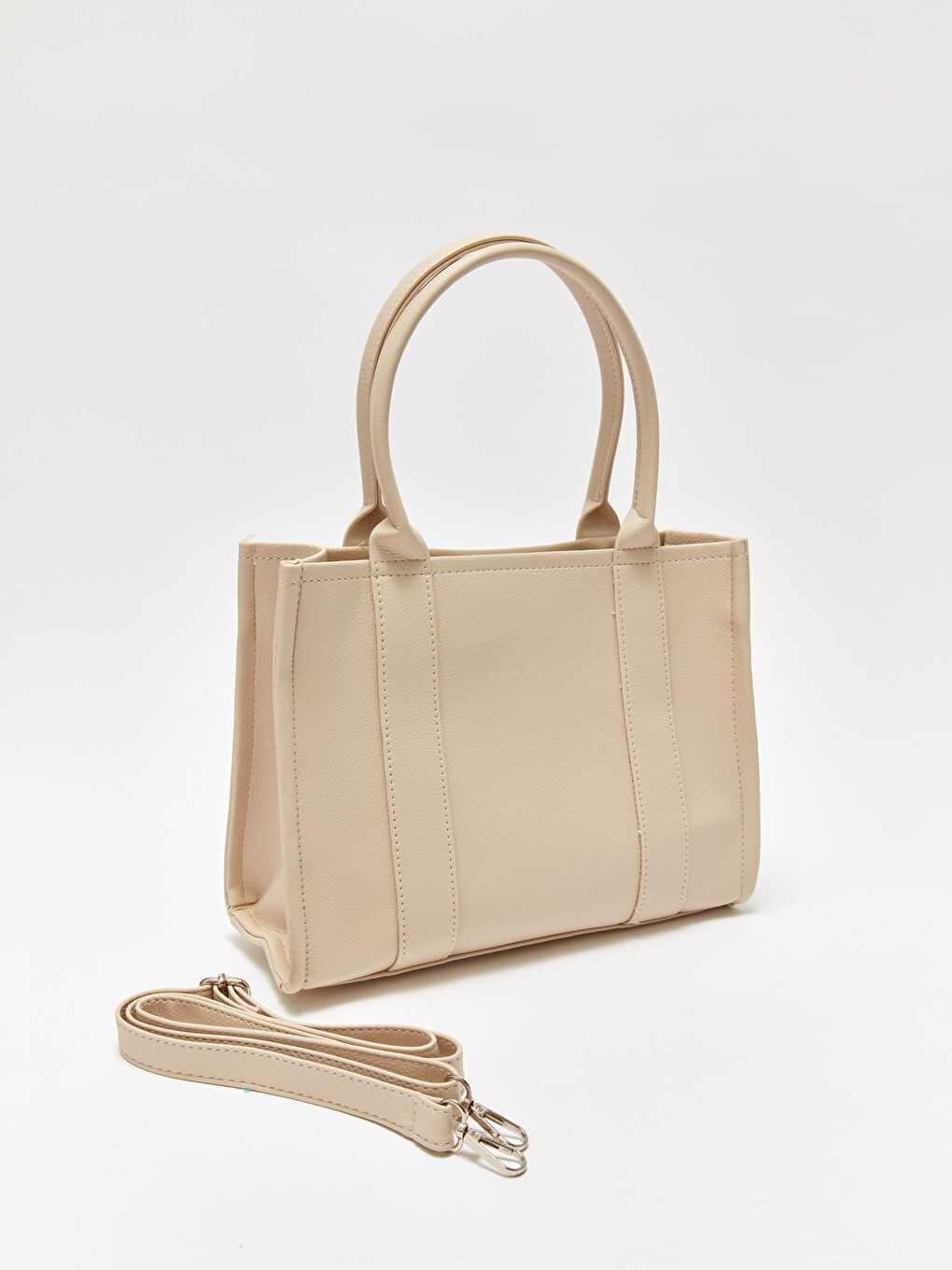 Ekru Deri Görünümlü Kadın El Çantası-2