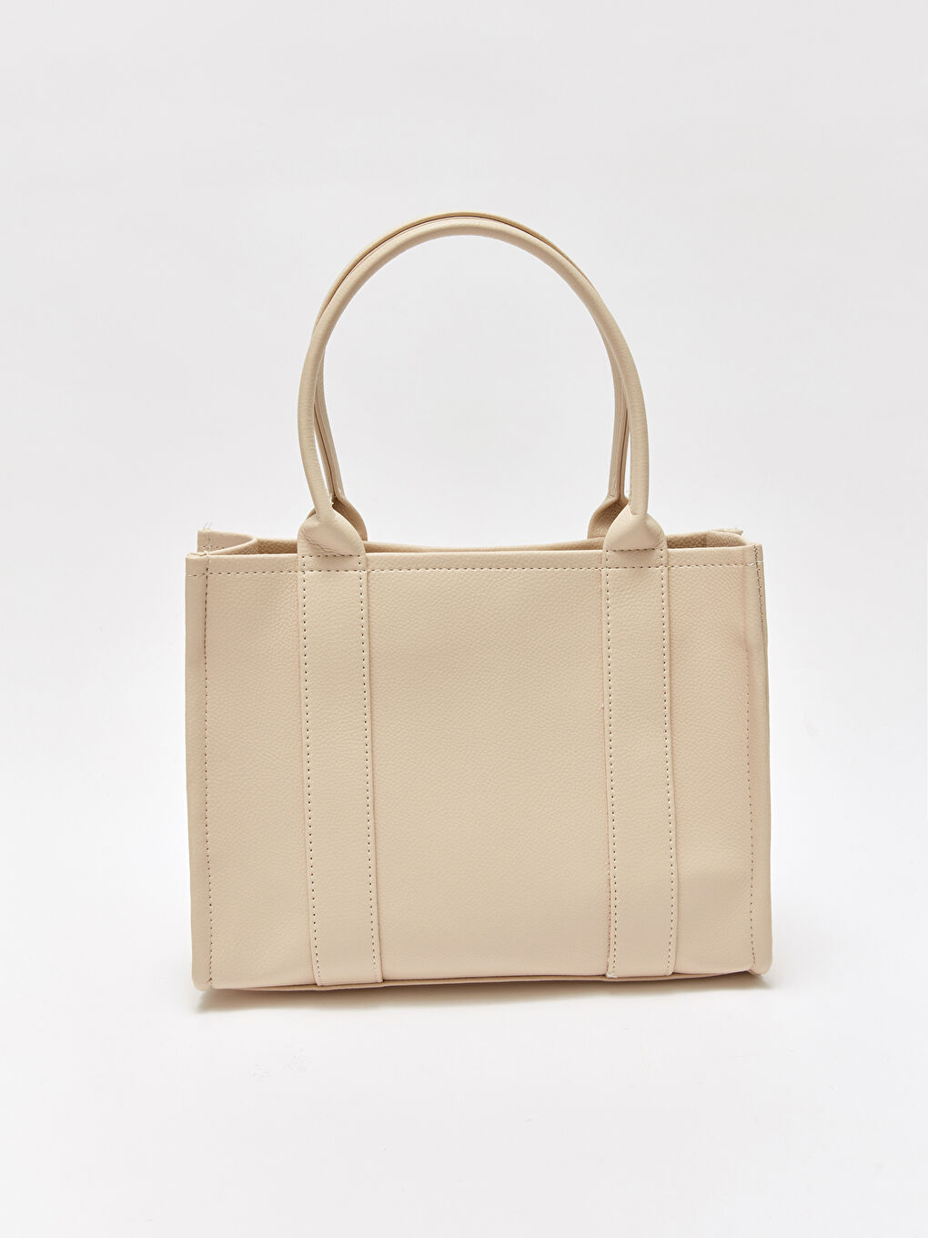 Ekru Deri Görünümlü Kadın El Çantası-3